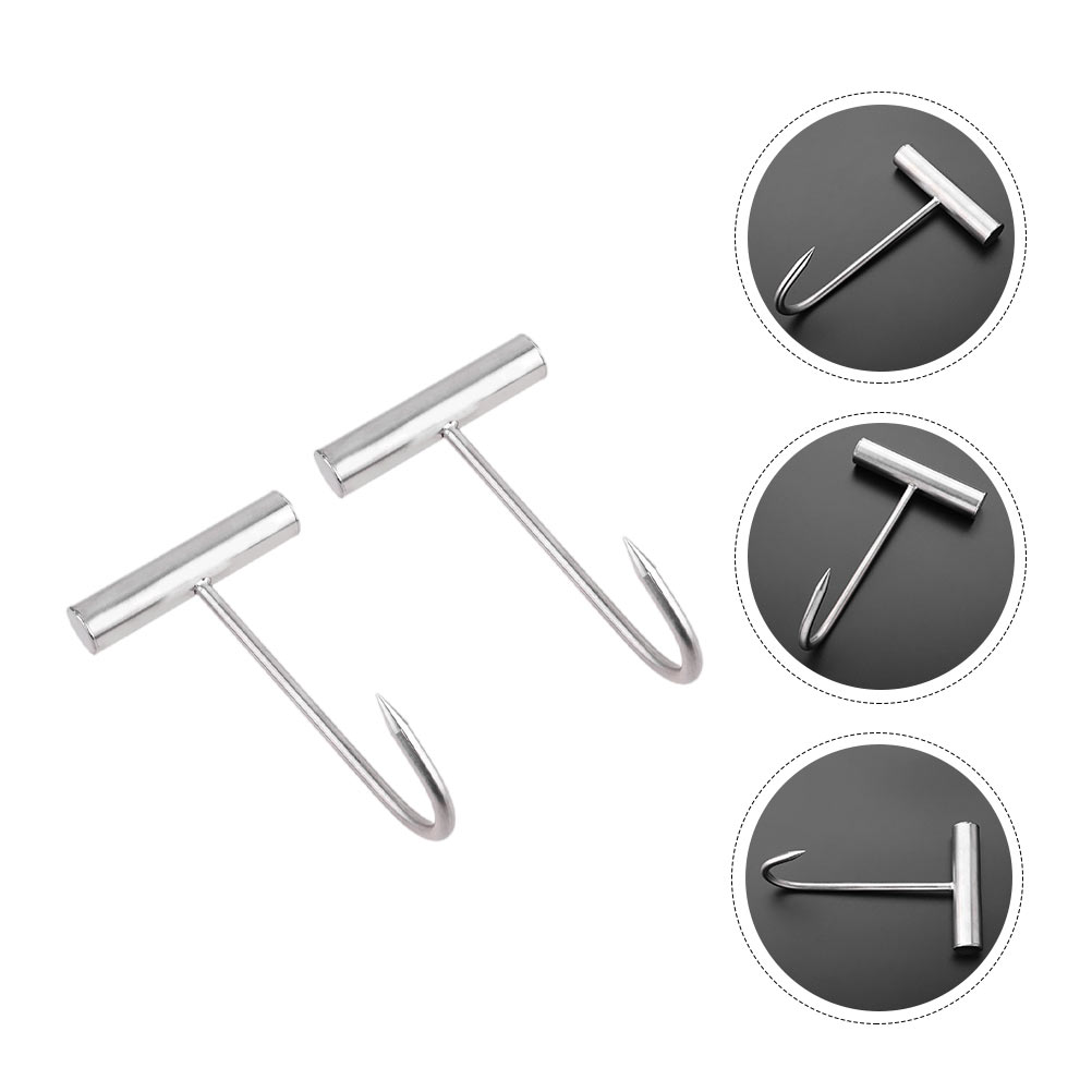 2pcs Hooks with Short Handle Meat Hooks Butcher Meat Hangers Ham Hanging Hooks