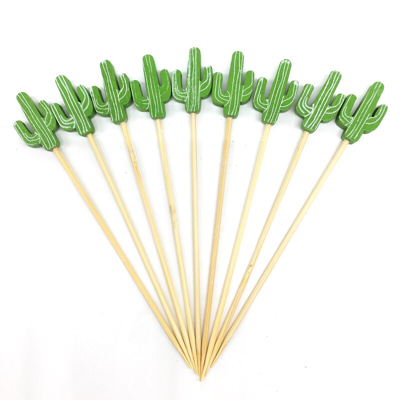 100 st flamingo bambu hackor ananas kaktus blad cupcake frukt gaffel dessert sallad stick cocktail spett för fest dekoration