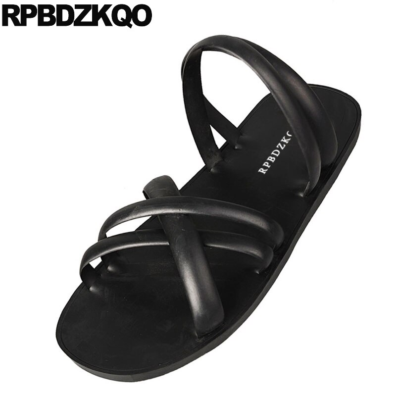 Schoenen Maat 47 Water Zwarte Mannen Gladiator Sandalen Zomer 46 Grote Rubber Strap Romeinse Waterdichte Slides Casual Slippers Platte Runway