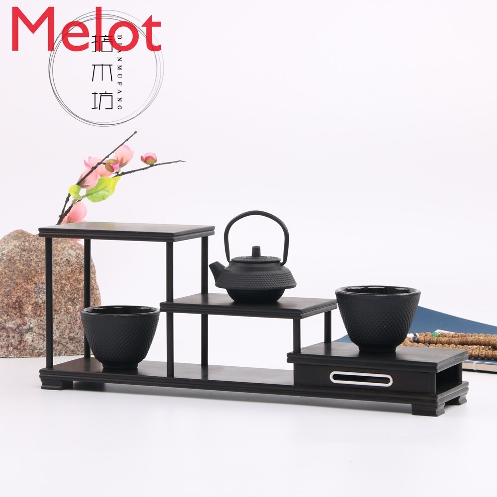 Rosewood Arts Crafts Tea Pot Holder Small-sized Oriental Ancient Charm Antique-and-curio Shelves Tea Pot Frame