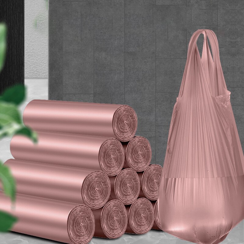 100Pcs/5 Rolls Vest Type Garbage Bag Household Cleaning Accessories Portable Point-Break Disposable Thick Garbage Bag 45x50cm