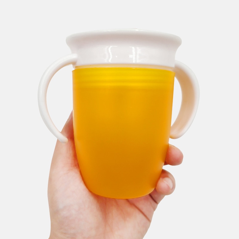 360 Graden Gedraaid Baby Leren Drinkbeker Kids Water Voeden Bekers Fles Met Dubbele Handvat Flip Deksel Lekvrije Magic cup