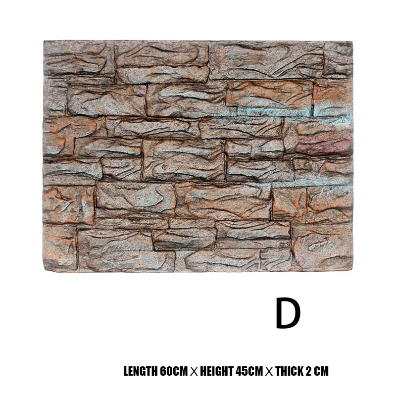 3D Foam Rock Stone Aquarium Background Board Decor Foam Board for Reptile Fish Tank 60x45cm HG99: D