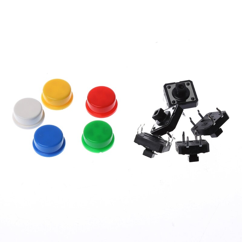 25 Pcs 12x12x7.3mm Momentary Tactile Push Button Touch Micro Switch 4P PCB w/Cap