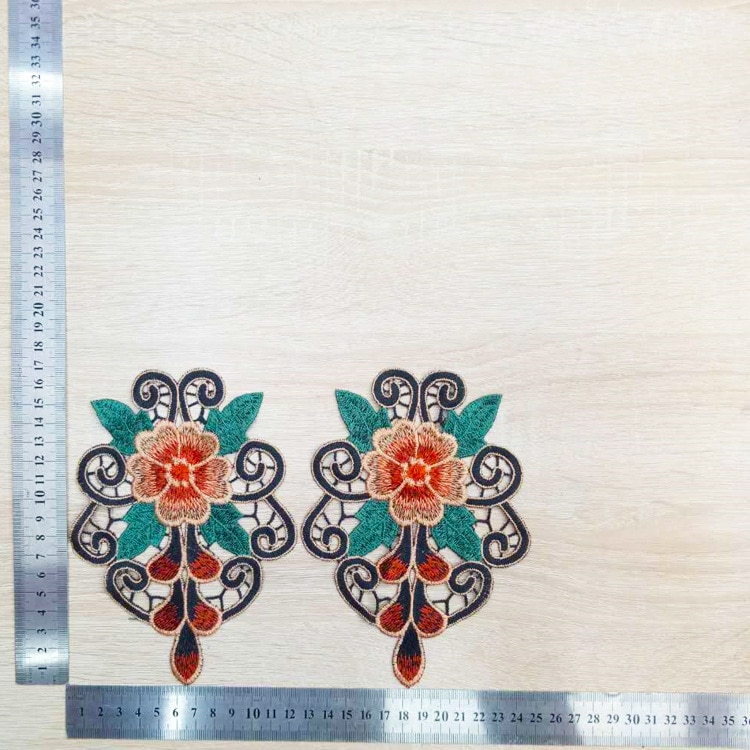 Parches de flores para ropa, accesorios para prendas de vestir, bordados a la , de tela de encaje, simetría soluble en agua color,: Default Title