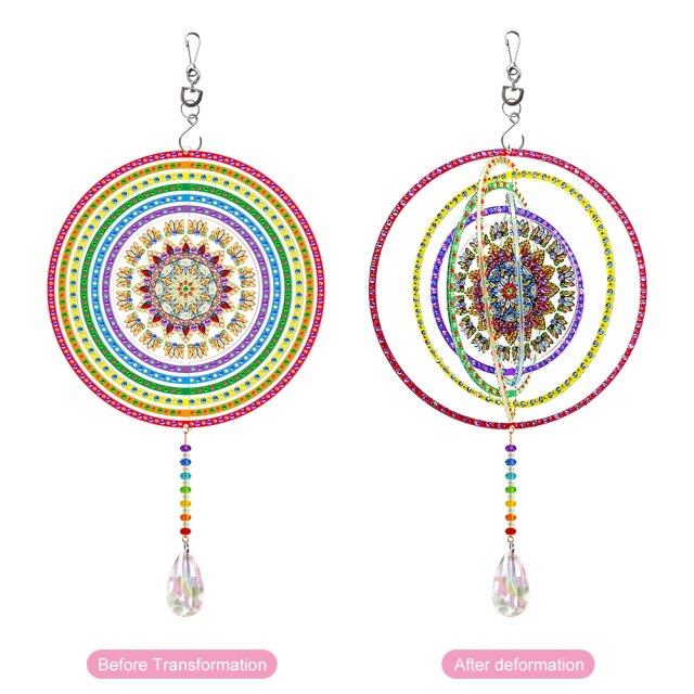 Exquisite Rotatable Wind Chime Kit 5D Diamond Painted Shaped Diamond Embroidery Pendant DIY Craft Mosaic Home Decor: GSP202