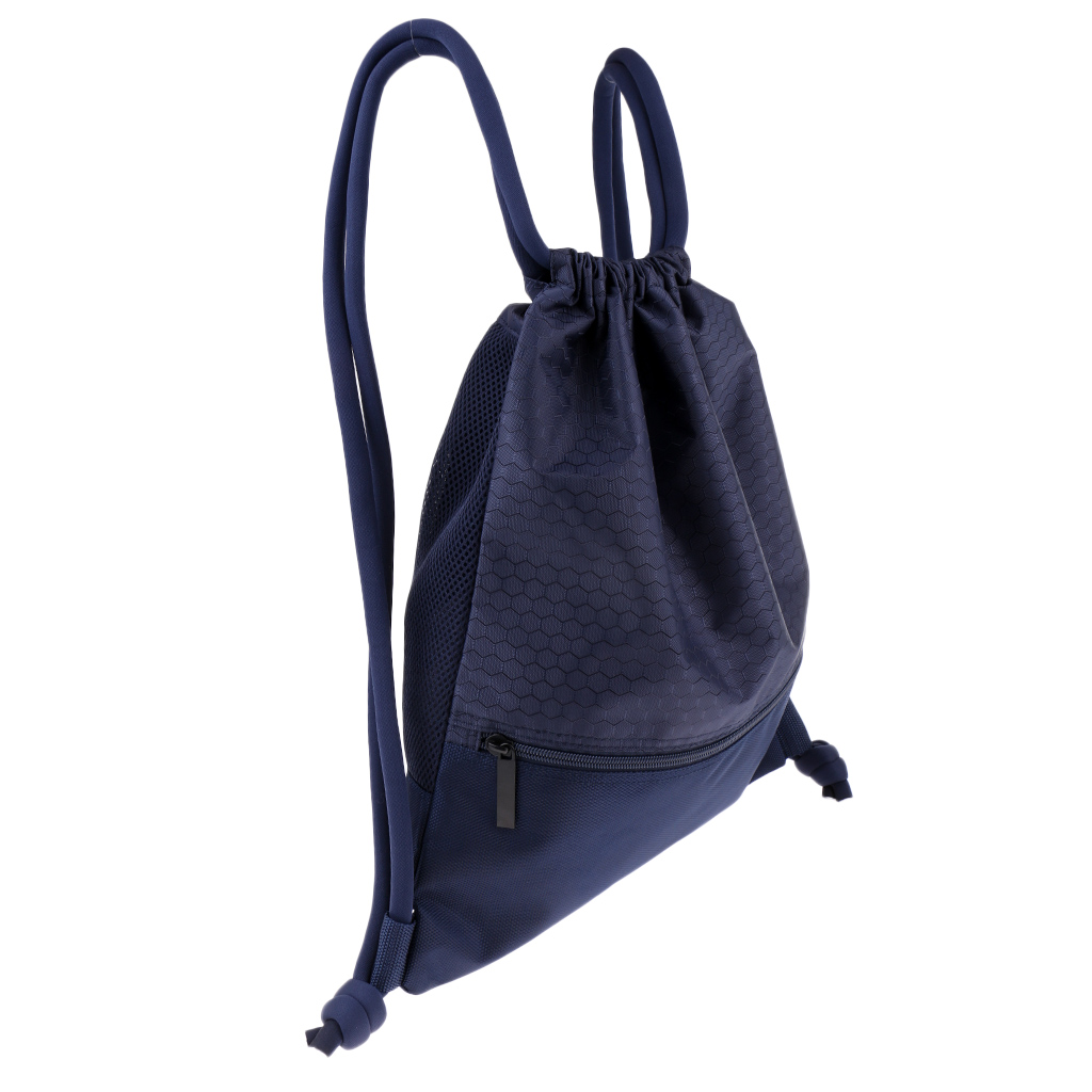 Lightweight Drawstring Backpack String Sack Bag Pouch With Shoulder Strap: Blue