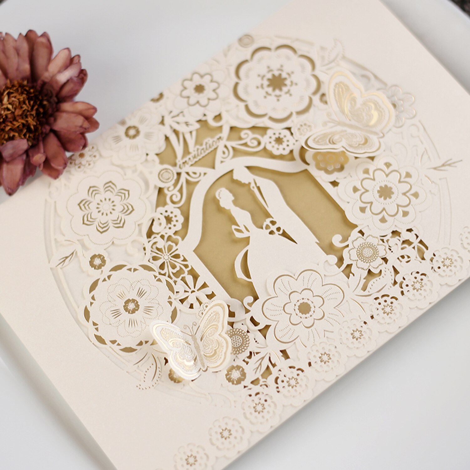 10pcs Wedding Invitations Card Hollow Bride and Groom Invitation Cards Greeting Cards Invitation Holders for Wedding Anniversary