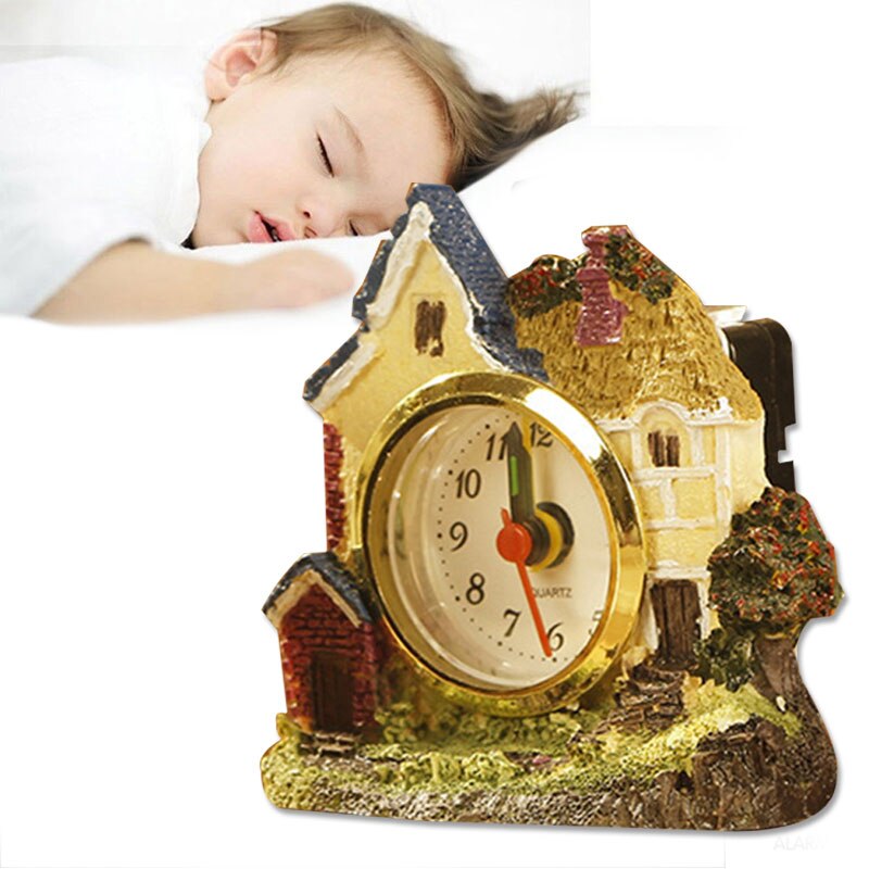 Clocks and Watches Quartz Movement Mini Horologium Alarm Clock Resin Office Student Toys Castle
