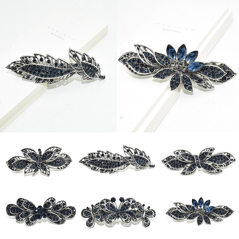 Rhinestone Hairpin Flower Leaf Butterfly Hairins Retro Hair Clip Pin Accessories For Women Shinning Barrettes Ponytail Headwear