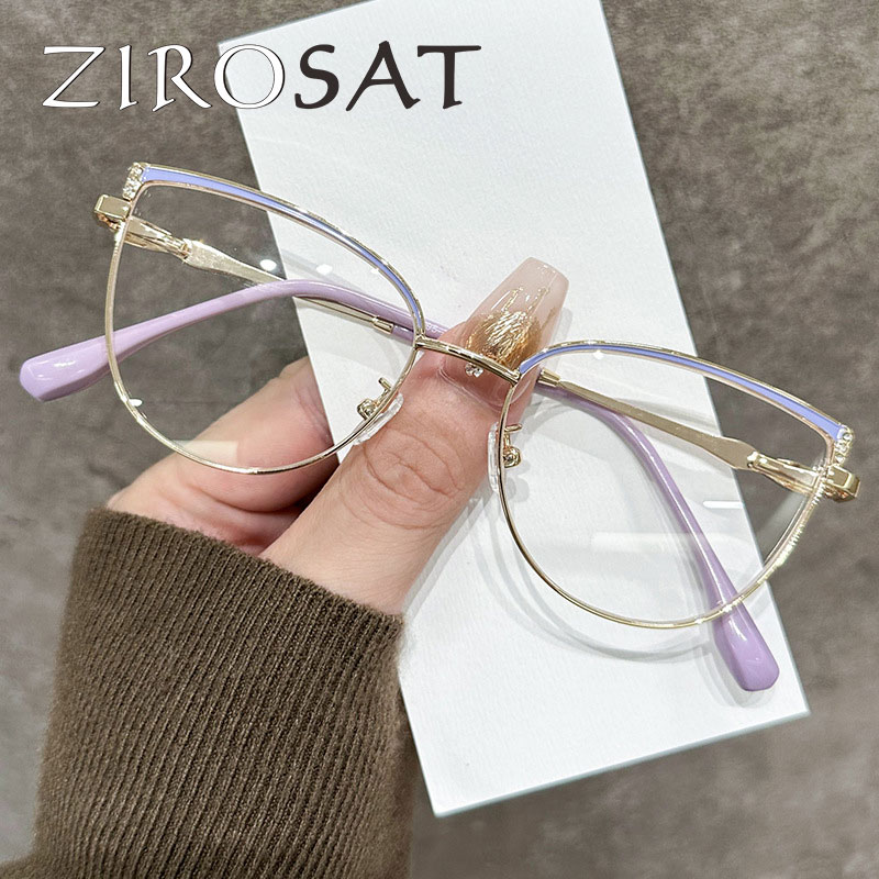ZIROSAT J9289 Optical Glasses Alloy Frame Prescription Eyeglasses Rx Women Glasses for Female Eyewear