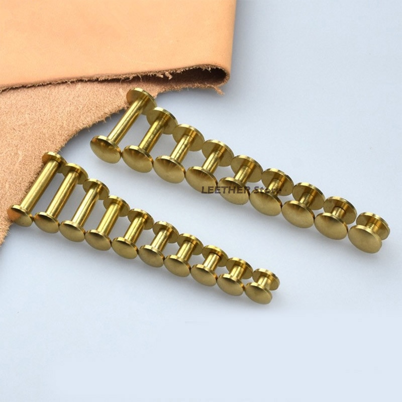 10pcs Solid Brass Arc/Plane Button Stud Screw Rivet Screw Back Belt for Sewing Handmade DIY Leather Accessories Material