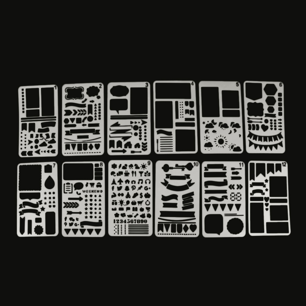 12 Malerei Vorlage DIY Schichtung Schablonen Malerei Sammelalbum Färbung Präge Album Dekorative Karte Vorlage