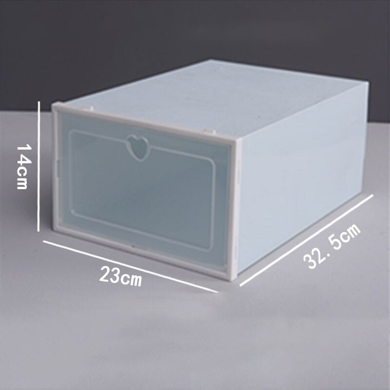 1PC Flip Shoes Box Thickened Transparent Drawer Case Plastic Shoe Boxes Stackable Box Shoe Organizer Shoebox Storage Shoe Rack: Light Blue