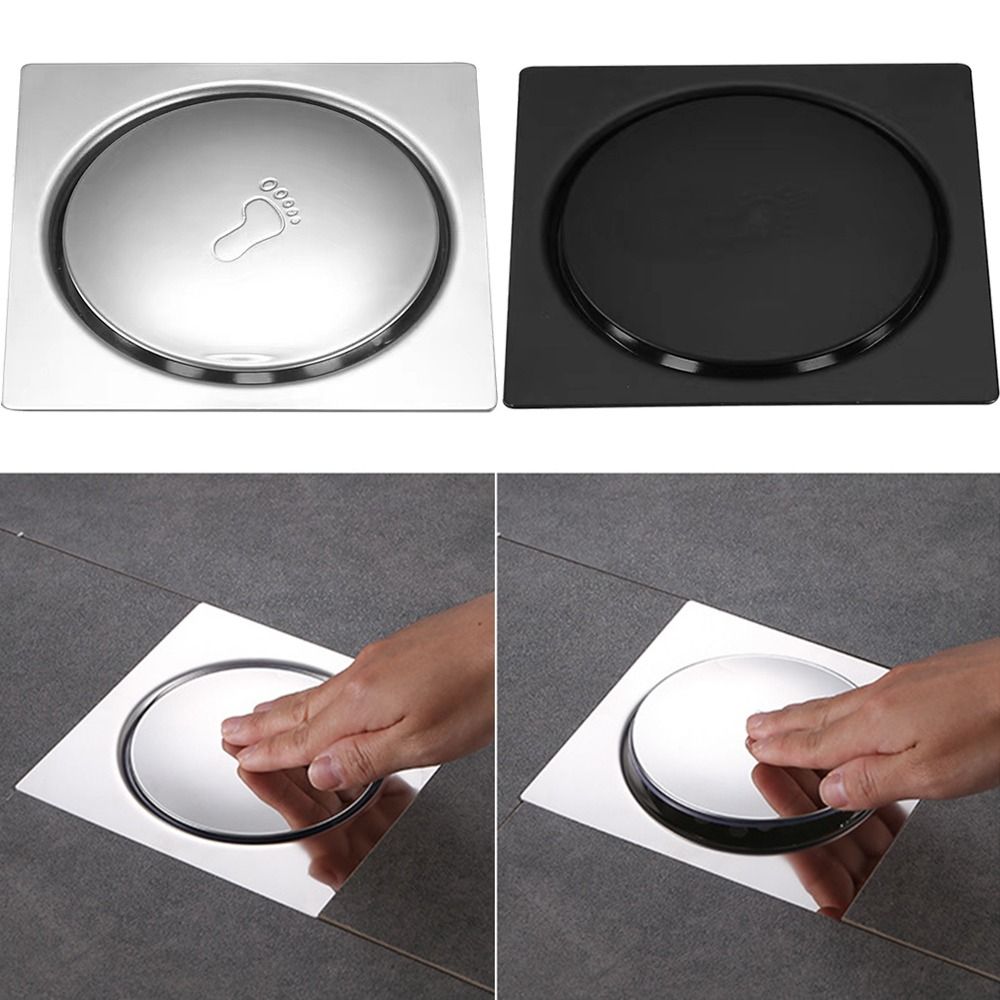 Afneembare vierkante doucheafvoer perstype waterdichte vloer haarvanger rubberen pakking betegelde inzet badkamerafvoerplug