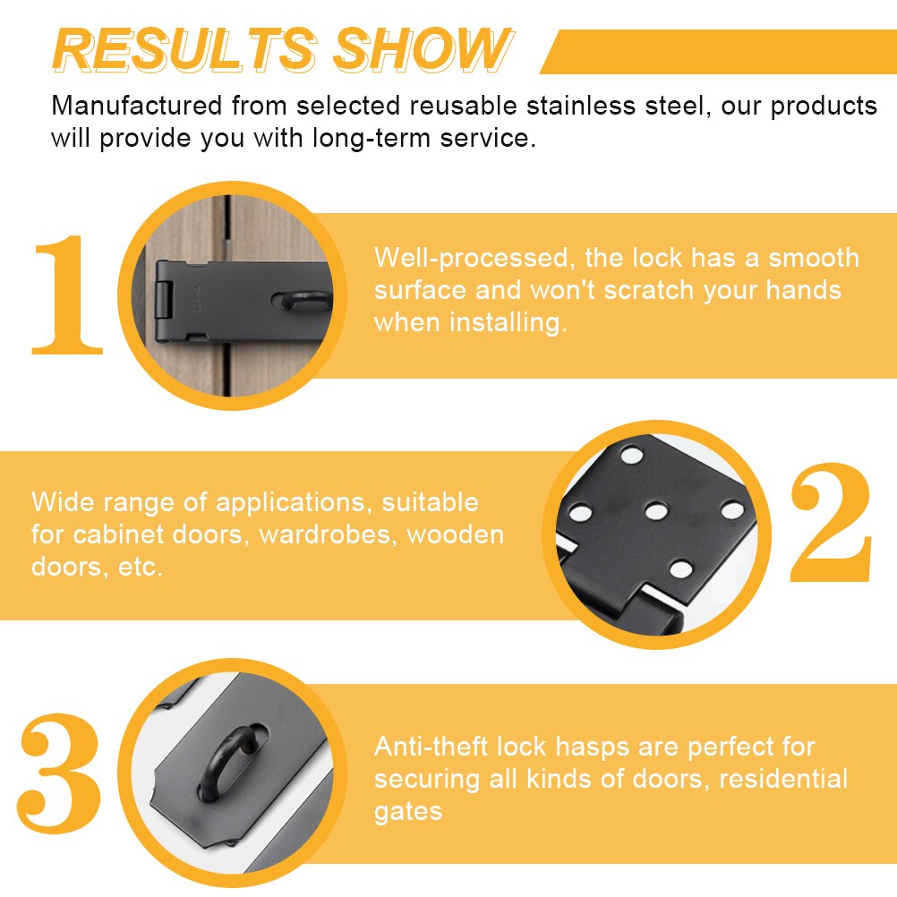 1 Set Door Hasp Anti-theft Door Lock Buckle Stainless Steel Lock Buckle