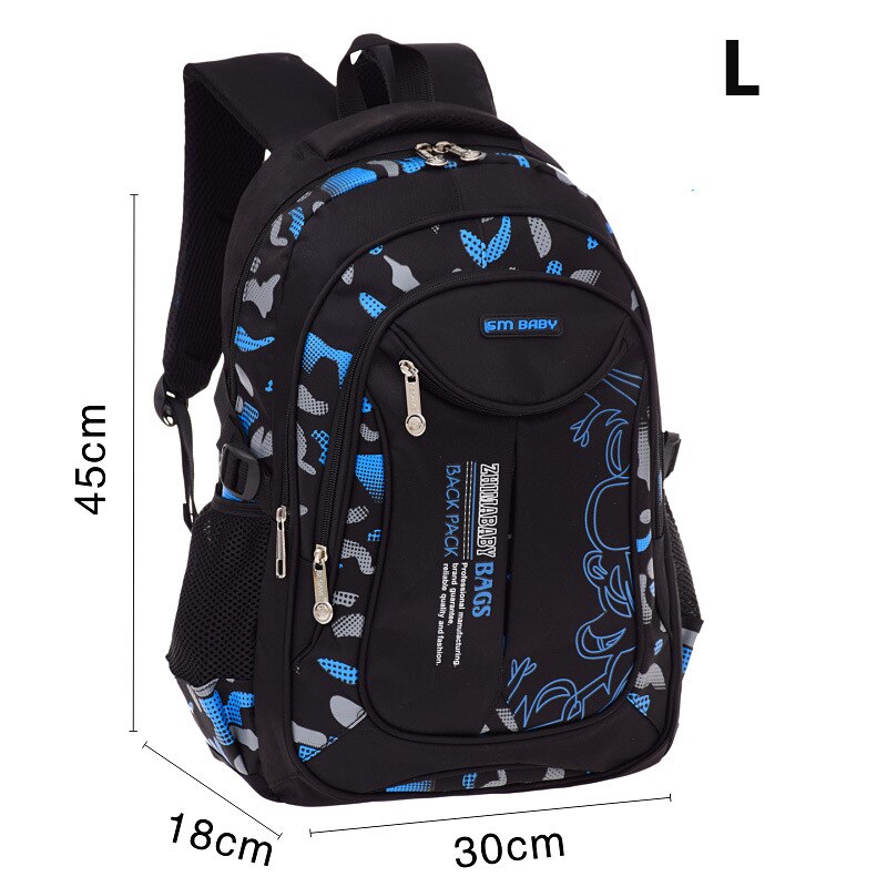 Mjzkxqz Waterproof Children School Bags Backpacks For Teenagers Boys Kids Primary School Sac Plecak Dla Dzieci Mochila: L Blue