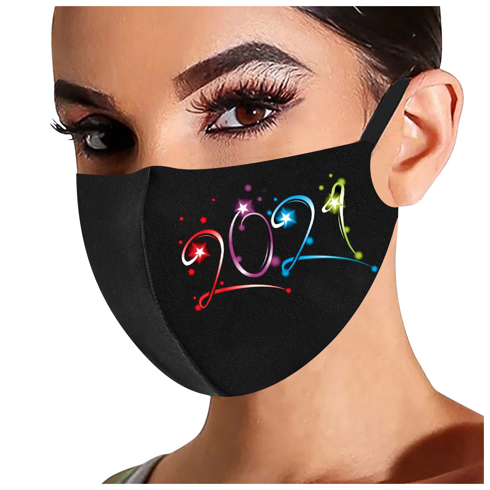 1/5Pcs Christmas Ski Fasemask Adults Print Cotton Washable Mascarillas Reusable Navidad Breathable Masque Bandana: J 1Pc Mask