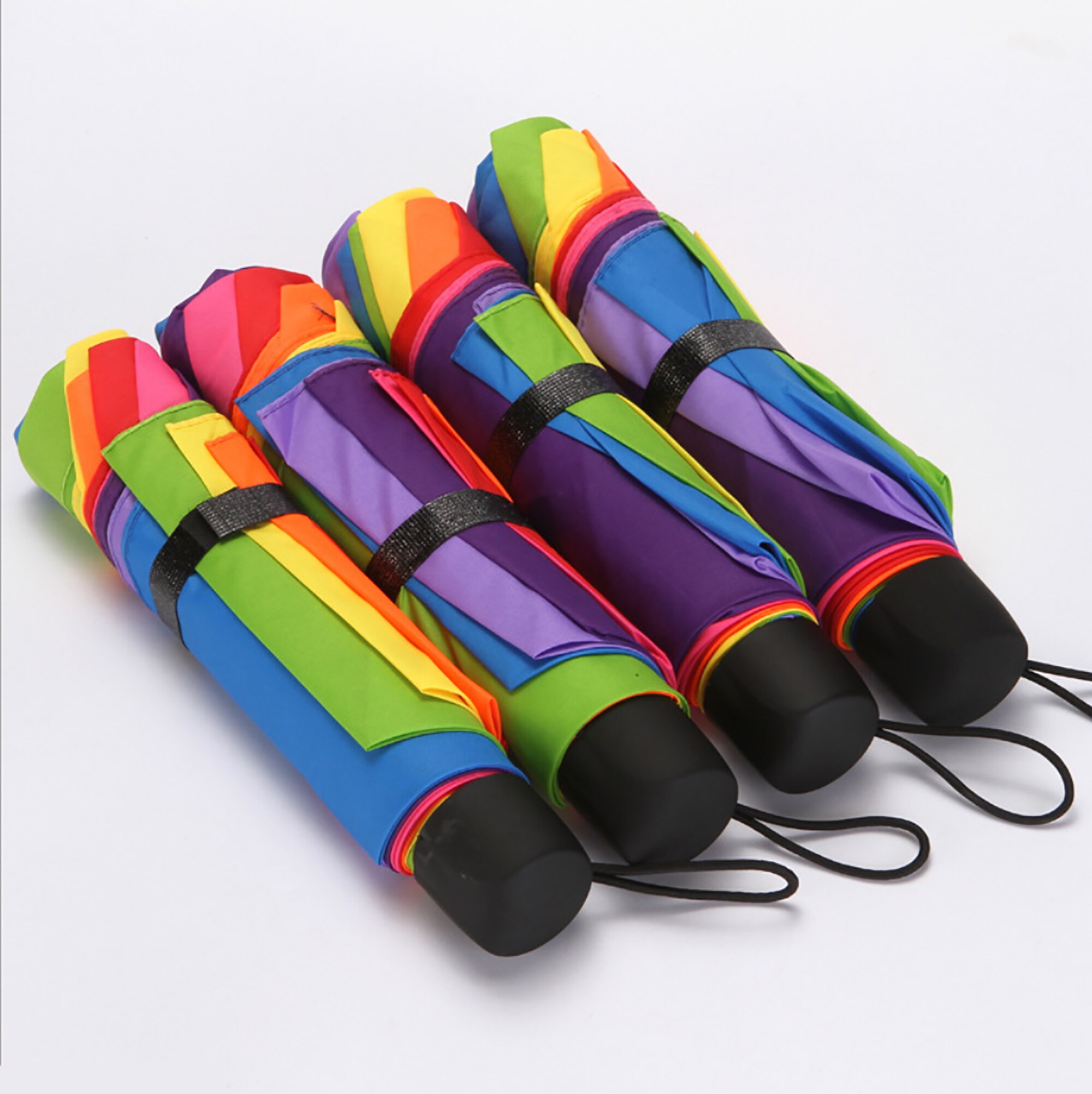 Rainbow Parasol Women Large size Rain Umbrellas Business Portable Wind Resistant Folding Umbrella