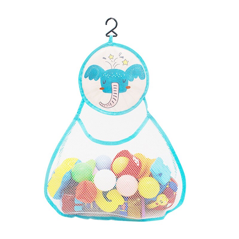 Animal Cute Bath Toys Kids Baby Tidy Storage Suction Bathroom Bathtub Doll Hanging Bag Basket Mesh Storage Bag Water Toys: Blue elephant