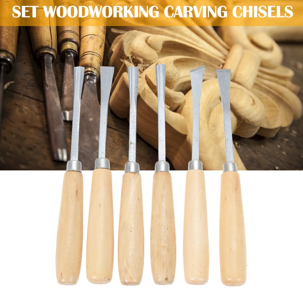 6Pcs Carving Hand Chisel Tool Set Carpenters Woodworking Carving Cutter DIY Manual Hand Tools for Woodworker Carpenter