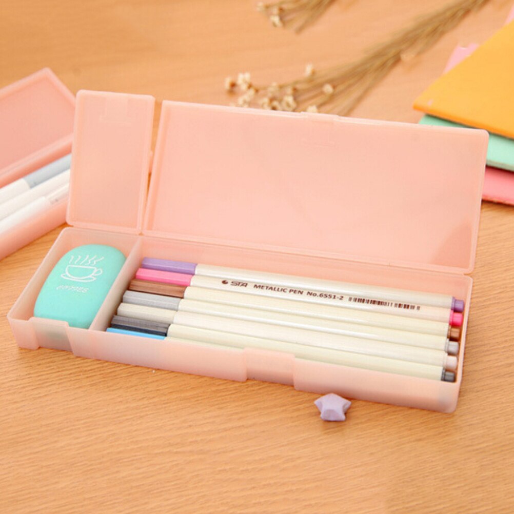 1 Pcs Eenvoudige & Praktische Mooie Pen Doos Transparant Pp Plastic Coin Tassen Makeup Box