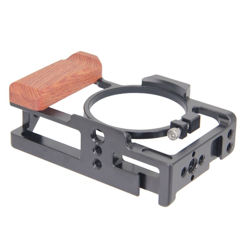 Camera Cage for Sony ZV1 with Wooden Side Handle Cold Shoe for Microphone Led Light Camera