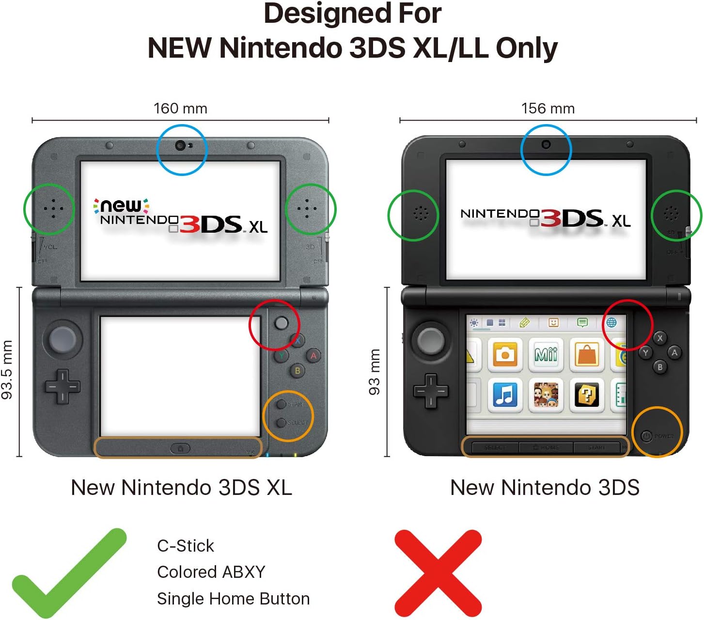 Étui TNP pour modèle 3DS XL LL coque rigide ultra transparente et cristalline sans charnière amélioré]