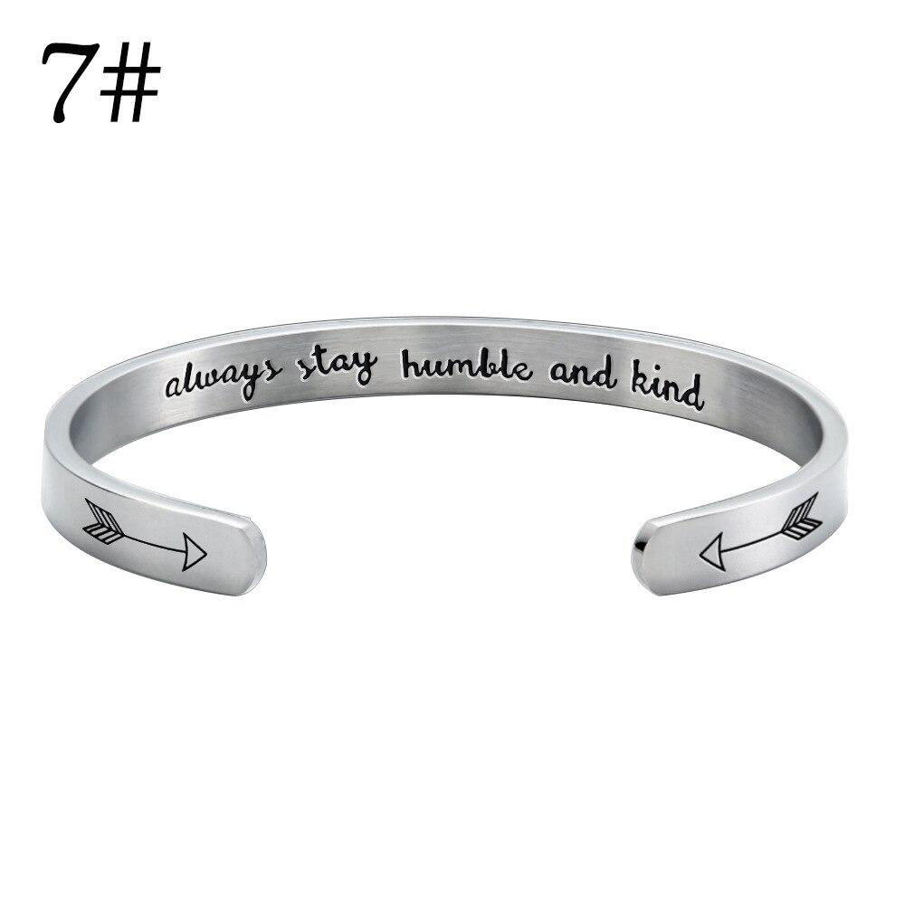 Nuovi braccialetti del braccialetto del polsino della superficie di larghezza di 6mm per le donne uomini argento acciaio inossidabile ispiratore continua andare braccialetti regali gioielli: 7
