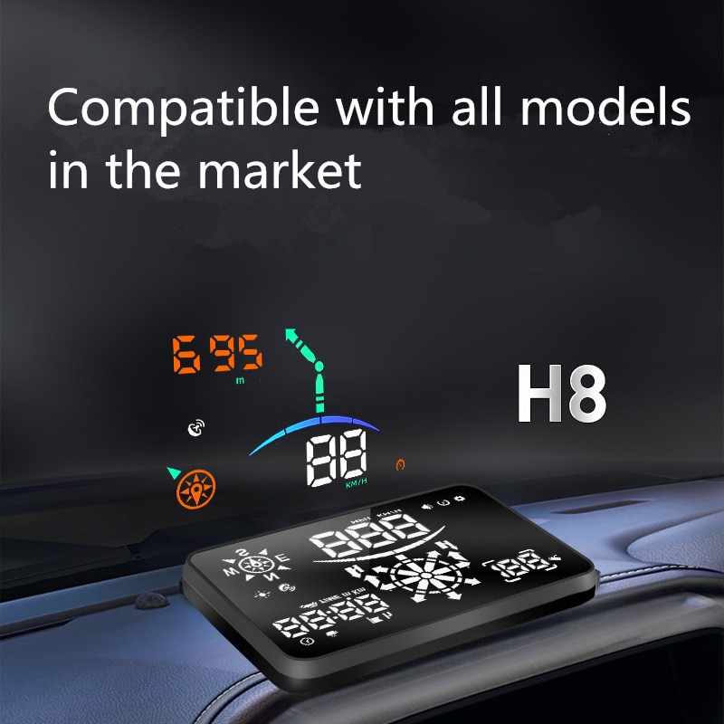 Navegación H8, GPS universal HUD, pantalla de inicio, proyección de coche digital, medición de velocidad inteligente