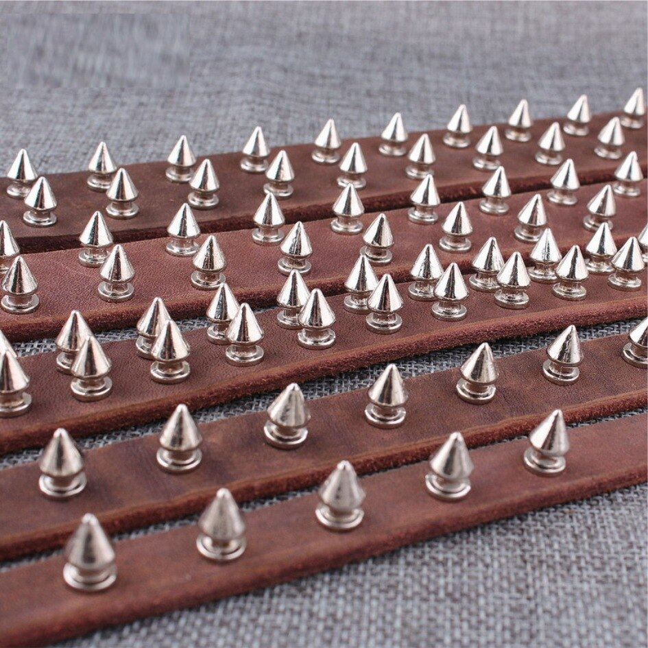 Juego de tachuelas y pinchos traseros de tornillo de remache Punk, Kit con herramientas de artesanía de cuero, cono de bala DIY para collar de pulsera de cuero, 180/80 juegos