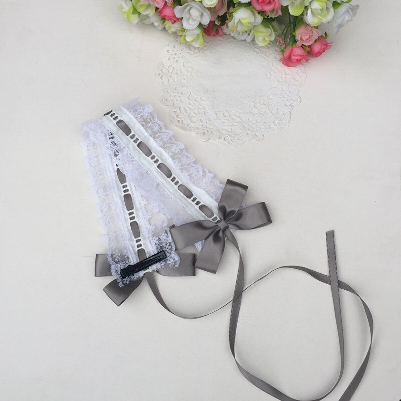 Lolita coiffe japonaise douce fille cheveux décoration douce dentelle Lori cheveux avec KC ruban sombre noeud: Gray