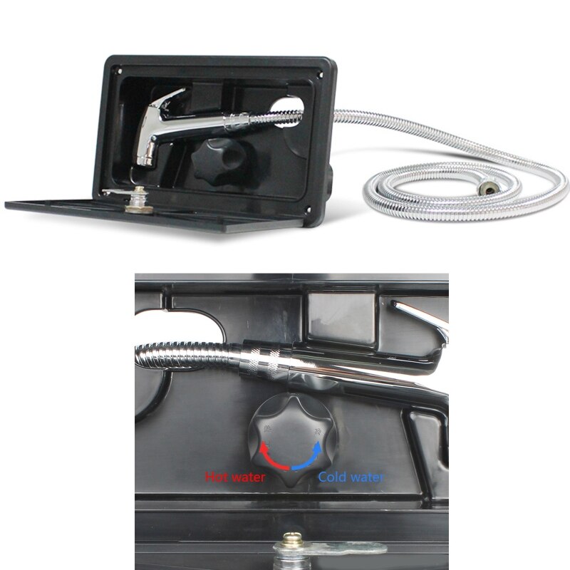 Rv doucheboxset met slot - inclusief douchekraan, doucheslang, douchestang voor boot, camper, caravan