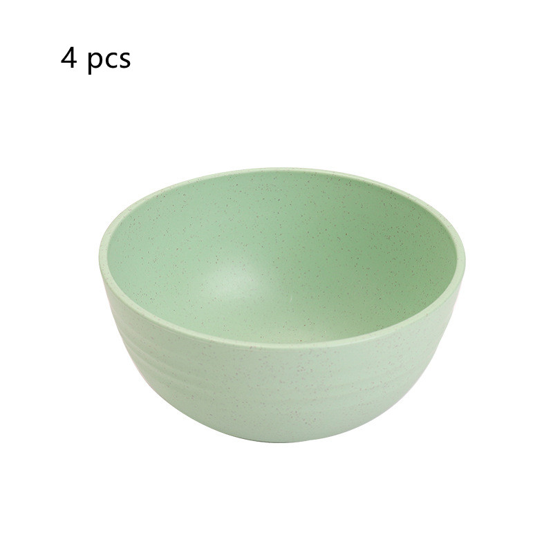 4 stücke freundlicher Schüssel Geschirr Platten für Lebensmittel Gerichte für Portion Suppe Geschirr Einzigen Kunststoff Nicht Zerbrechlich essen Weizen Stroh schüssel: Grün / 15 cm