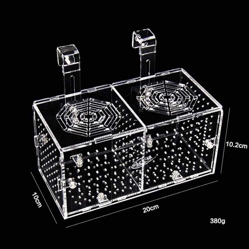 Acryl Fry Isolatie Box Plexiglas Kleine Visteelt Doos Transparant Ronde Gat Aquarium 20x10x10cm: Hook