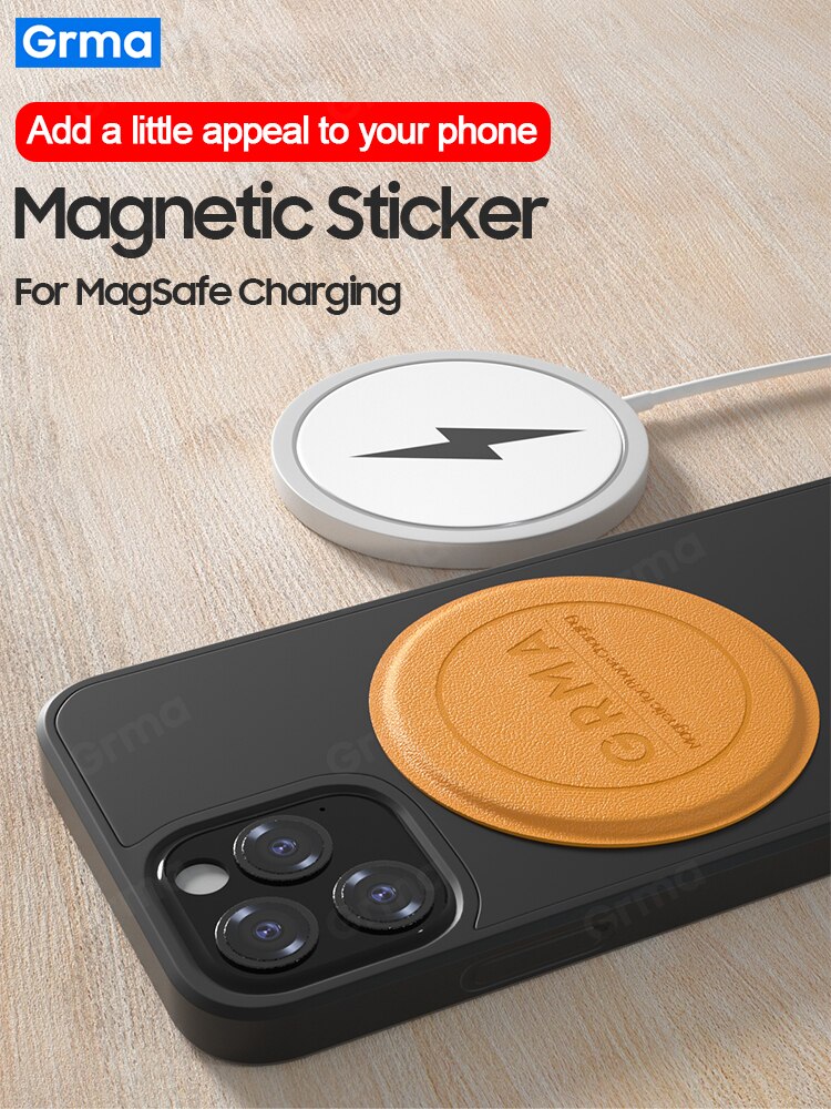 Grma Originele Metalen Plaat Magnetische Lederen Sticker Voor Iphone 11 12 Pro Max X Xr Xs 8 Plus Xs Max 12 Mini Voor Magsafe Opladen