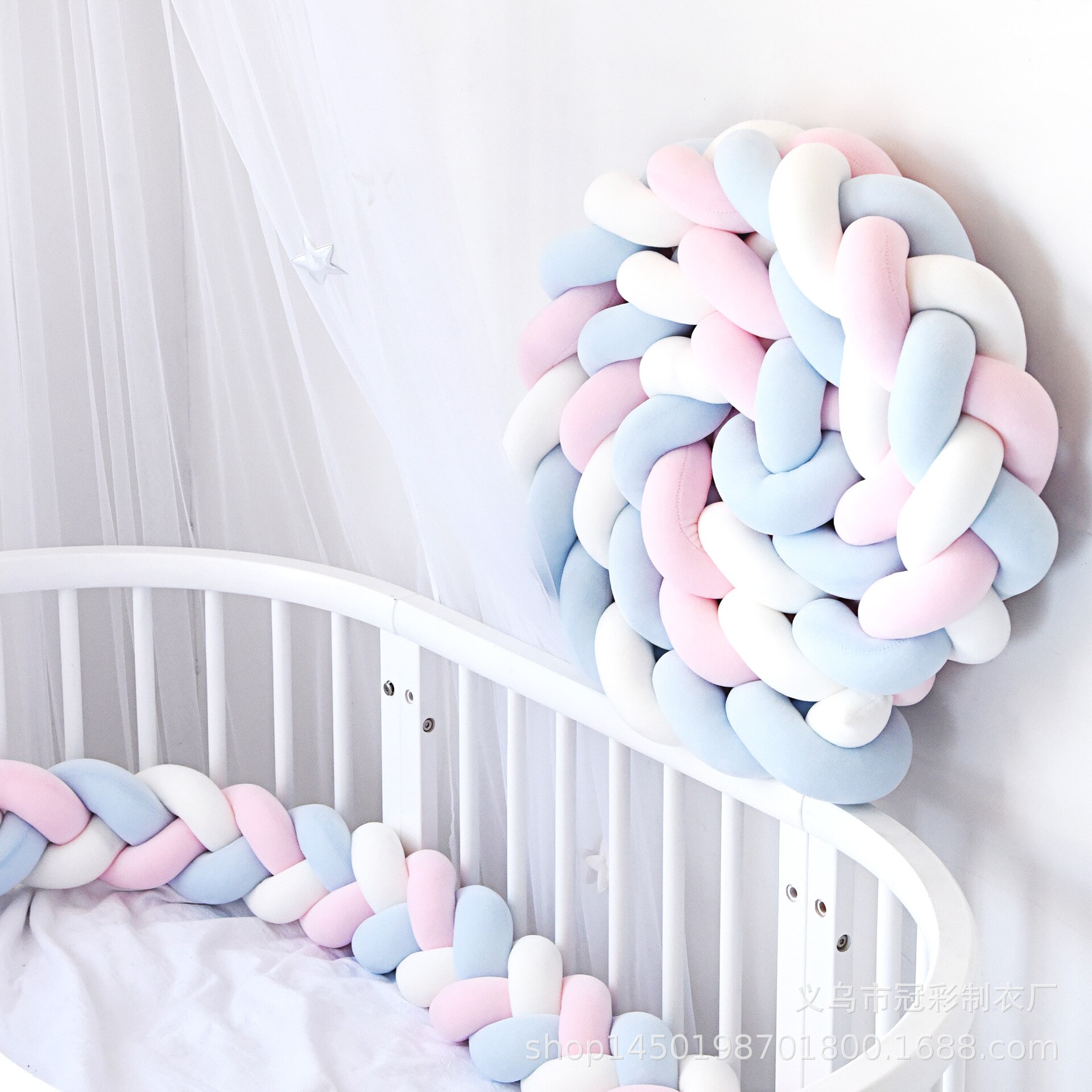 3M Länge Kleinkind Bett gewebte Anti-Kollision Streifen nordisch Stil Baumwolle Mehrfarbig Baby Bett Sicherheit Leitplanke Für freundlicher der