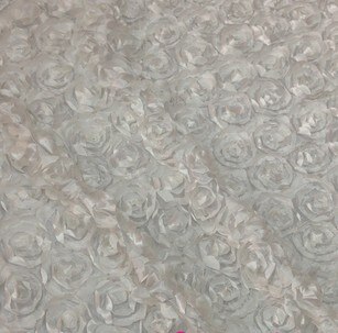 LANLINYING 3D Satin Rose Flower Fabric Material Textile For Sewing Cloth Handmade Wedding Decorate Carpet Cloth D292: white