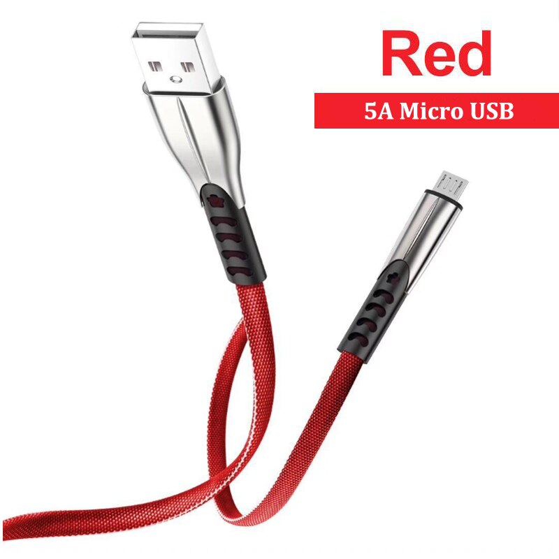 5A USB Tipo-C Veloce di Ricarica di Sincronizzazione di Dati del Cavo Micro USB Per Samsung S10 S9 S8 + S7 S6 bordo Nota 4 5 8 9 10 Pro In Lega di Zinco Cavo: Red For Micro USB