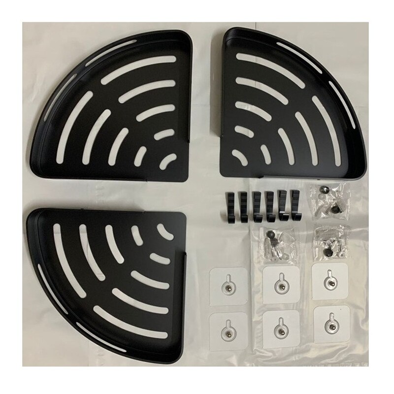 Triangle Towel Shower Storage Rack Black Corner Shelves Wall Mounted Aluminum Shampoo Holder No Drill Bathroom Shelf Organizer: GJ12-Triangle-3 tier