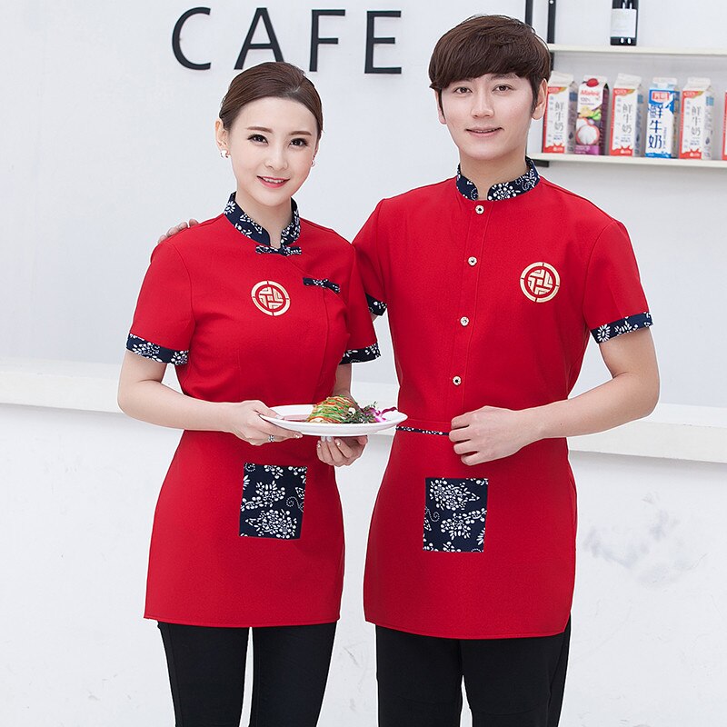 summer uniforms Western Restaurant Waiter Work Wear Short Sleeved Overalls Female Hotel Restaurant Work Clothes