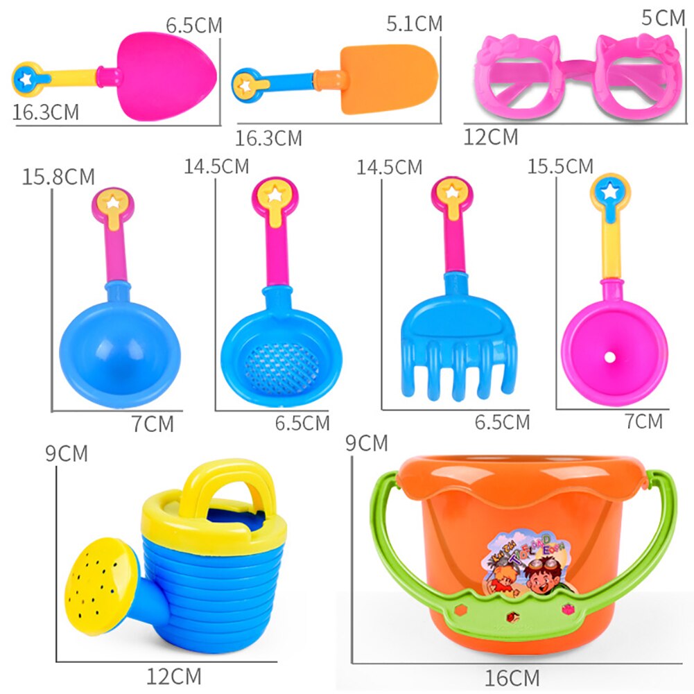 9 pièces enfant en bas âge enfants en plein air sable plage seau pelle râteau eau jouets ensemble