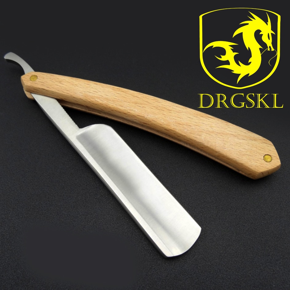 hand polished carbon steel barber shaving razor hair cutting knifes,wooden handleblade Men's razors tonsure