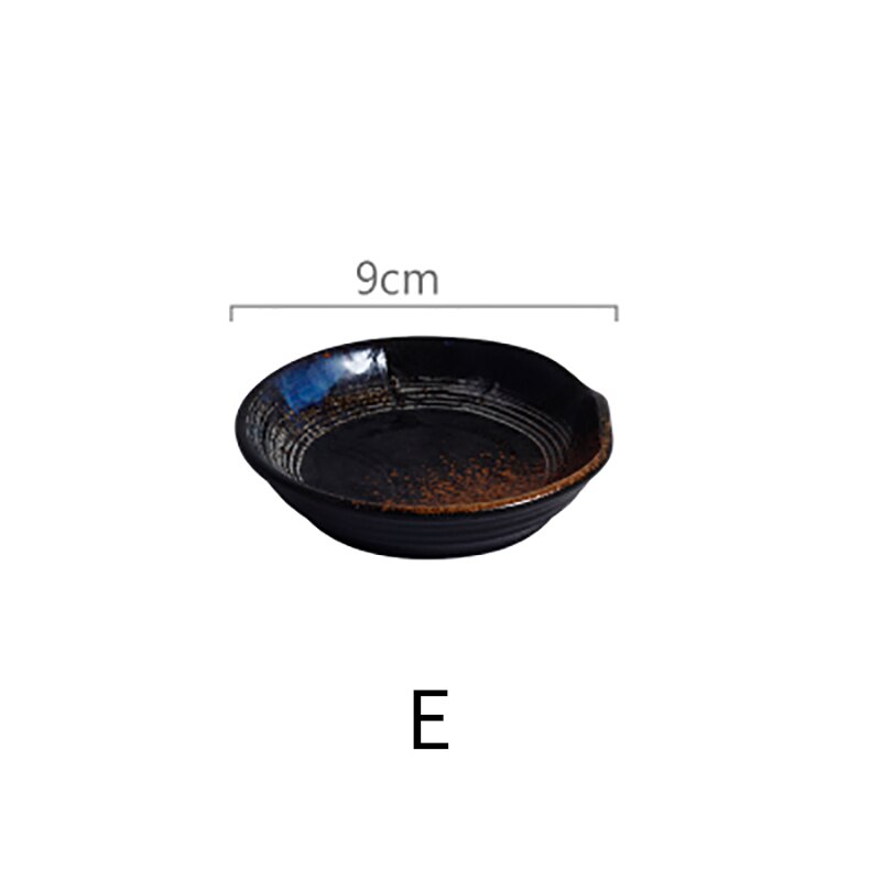 Japanese Style Ceramic Sauce Dish Round Square Household Hotel Small Dish Seasoning Soy Sauce Dish Tableware: E