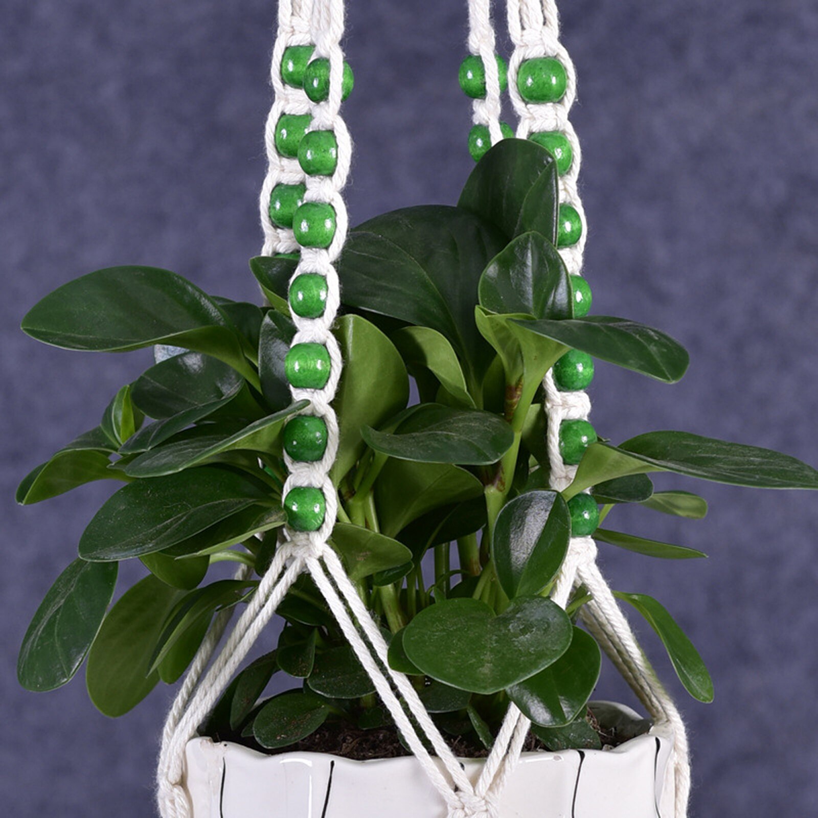 Hand-woven Macrame Cotton Rope Flower Pot Hanging Basket Net Bag Knotted Rope Flowerpot Plant Holder Home Garden Decor