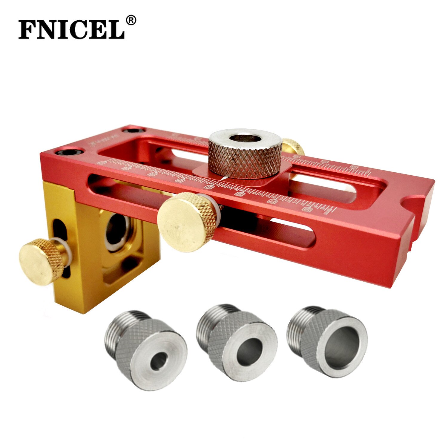 Adjustable Screw Jig 2 in 1 Cross Dowel Drill Guide Kit Woodworking Drilling Puncher Locator Pocket Hole Jig w/ 5 Drill Sleeves