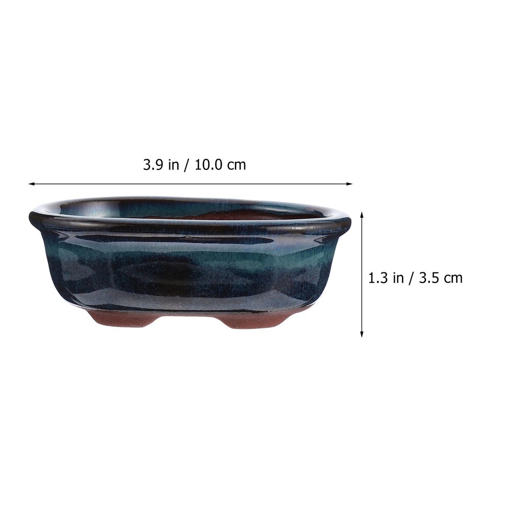 2pcs Chinese Style Bonsai Flowerpot Ceramic Craft Plant Pot Planter Home Decor Glazed Planter Ornament