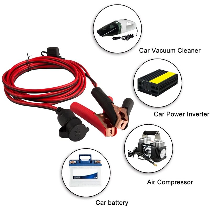 DC12V 220W Automobile Cigarette Lighter Adapter Connecting Line with Fuse Box Cable Alligator Clip Connector Power Plug