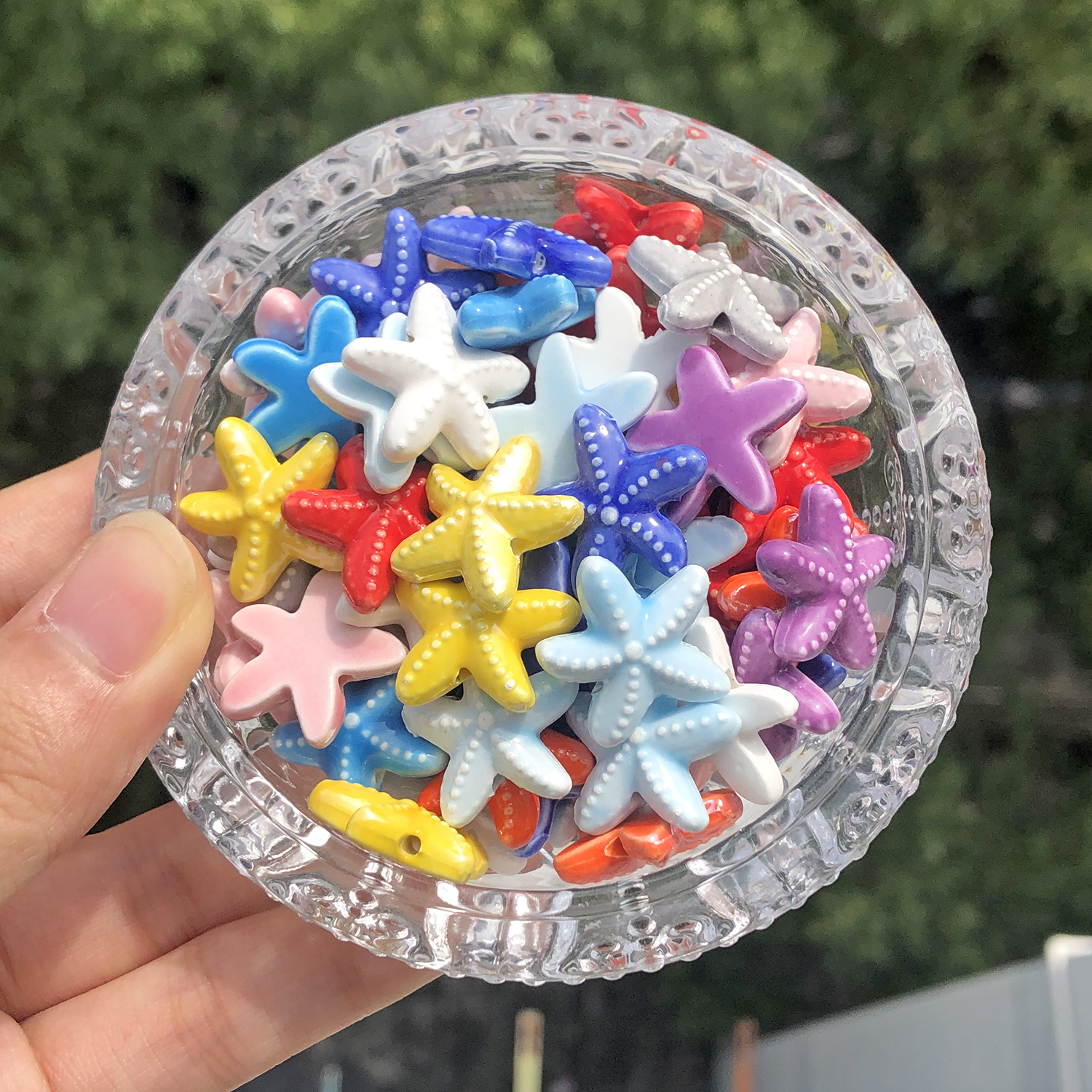 10 stk. søstjerneformede keramiske perler, 18mm farverige glaserede porcelænsperler, håndlavede til smykkefremstilling, gør-det-selv vedhæng, håndværk og tilbehør.: Chokolade / 18mm