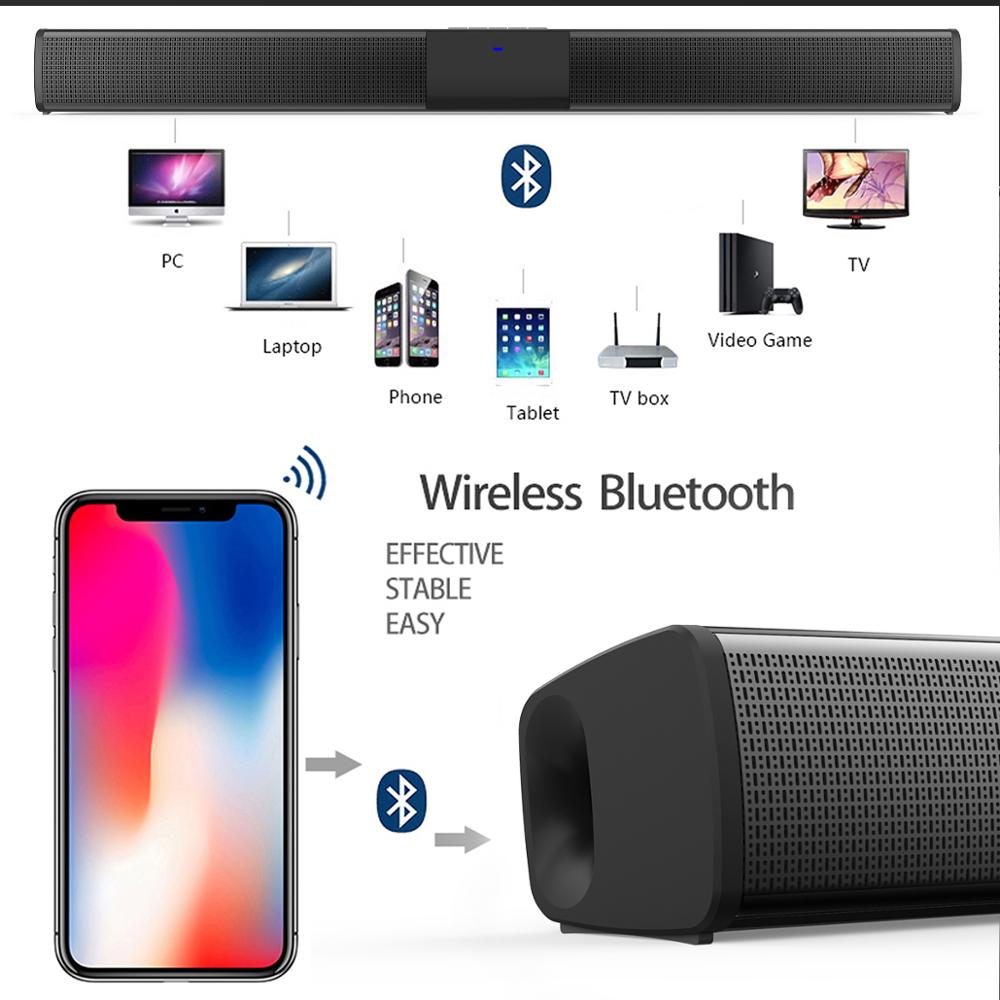 20W Draagbare Draadloze Kolom Soundbar Bluetooth Speaker Krachtige 3D Muziek Geluid Bar Home Theater Aux 3.5Mm Tf Voor tv Pc